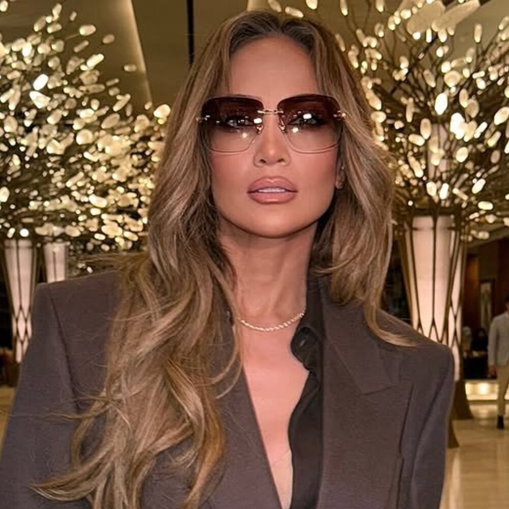 DEZI 2000s Gold and Dark Smoke Square Rimless Sunglasses